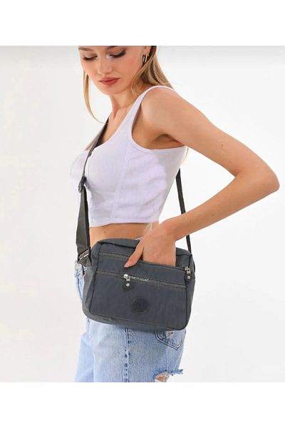 glowfit Geantă gri pentru femei, cu mai multe compartimente, rezistentă la apă, cu umăr și crossbody