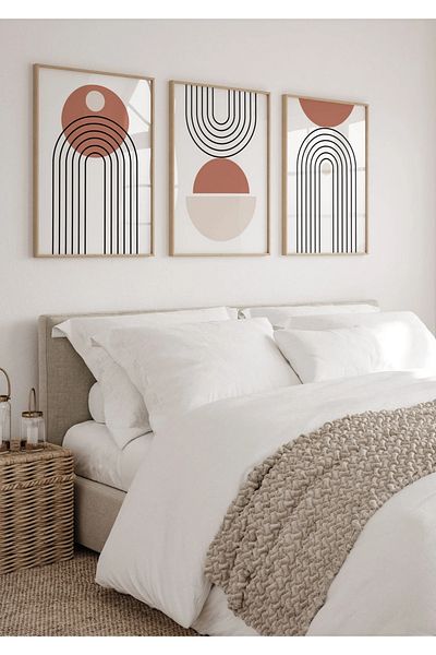 NT Handmade Natural Wood Framed Uv Print 3-Piece Abstract Decors Wall Painting – Modern & Stylish Wall Decor