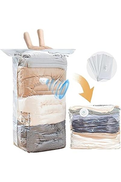 The Bros 4 Pack Jumbo Vacuum Storage Bags with Electric Pump – Space Saver for Clothes, Bedding & Blankets