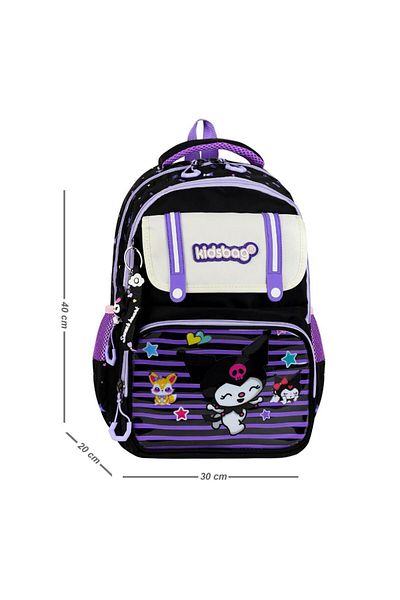 Baginn Elementary School Girl's Bag Set of 3 Kuromi Similar 40*30 cm Lunch Box Pencil Case Orthopedic