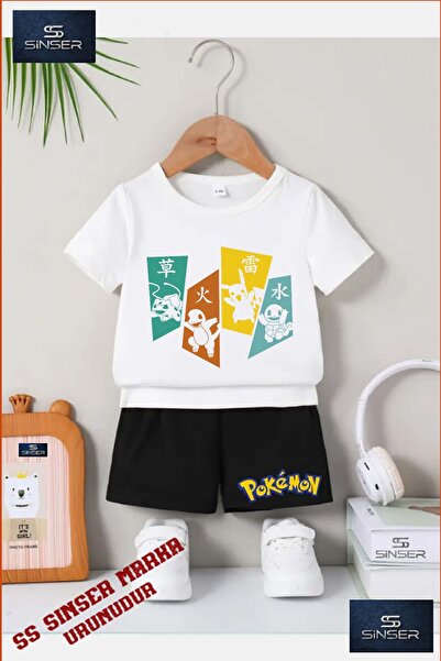 SS SİNSER تي شيرت للأطفال للجنسين "POKEMON 4LU COLOR SHADOW" مطبوع حسب الطلب ...