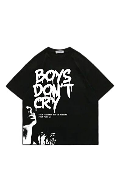 Violon Μπλουζάκι Boys Don't Cry με στάμπα σε μαύρο χρώμα, oversized