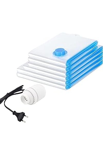 The Bros عبوة من 6 أكياس تخزين مفرغة من الهواء مزودة بمضخة كهربائية - أحجام ك...