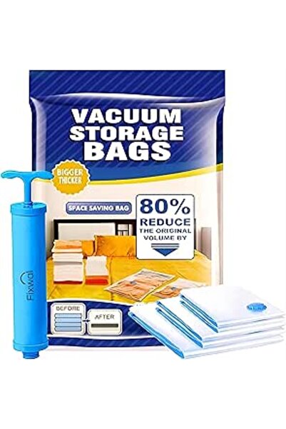 The Bros مجموعة من 5 أكياس تخزين مفرغة من الهواء مع مضخة - أكياس موفرة للمساح...