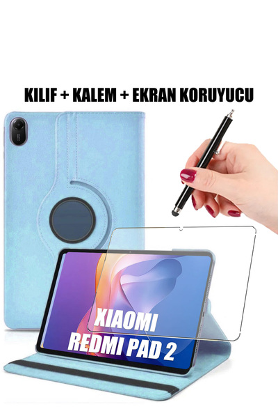 Nezih Case Redmi Pad 2 Compatible 360 ​​Degree Rotatable Smart Case with Sleep Mode Stand, Screen Protector and Pen Set