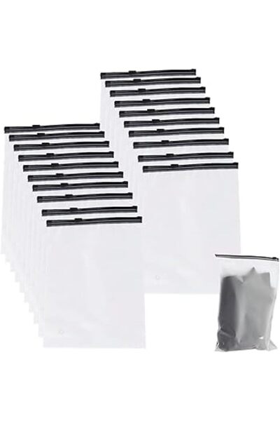 The Bros 20-Pack Reusable Ziplock Bags – Frosted Clear Storage for Clothes, S...