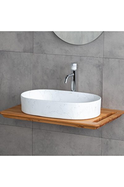 LENA TEZGAHÜSTÜ LAVABO (MAT BEYAZ MERMER) E-W1202M8