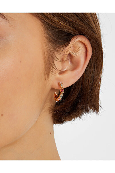 Accessorize Mini Taşlı Halka Küpe Pembe