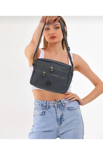 glowfit Geantă gri pentru femei, cu mai multe compartimente, rezistentă la apă, cu umăr și crossbody