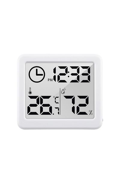 SOLLUXE Higrometru și termometru digital SOLLUXE® cu afișaj ceas, umiditate, temperatură, măsurare în 10 secunde