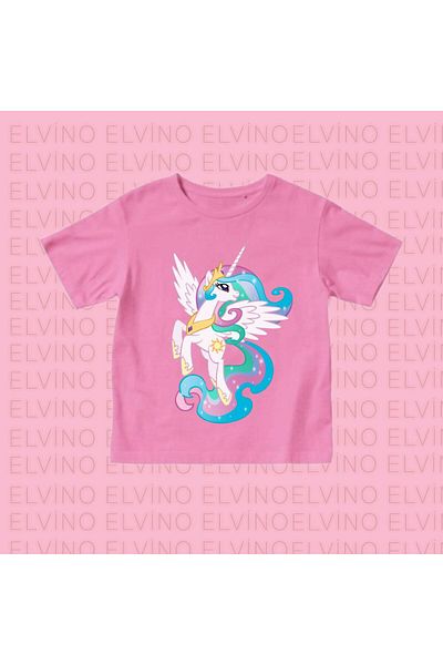 Elvino My Little Ponny Printed Cotton Crew Neck Pink Girls Tshirts