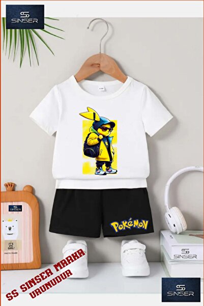 SS SİNSER Children's Unisex “Pikhacu Cantali Yellow Fon“ Custom Printed Crew ...