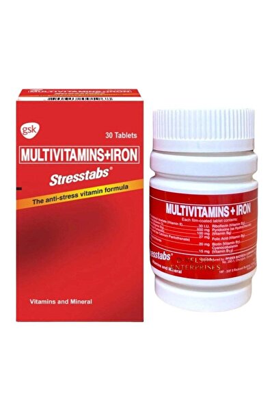 GSK أقراص ستريس تابس متعددة الفيتامينات + الحديد، تركيبة فيتامينات مضادة للتو...