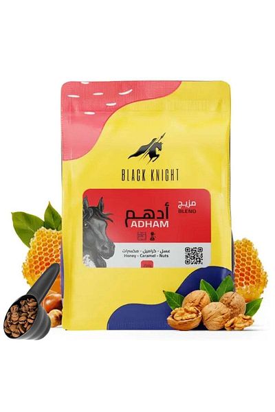 Black Knight Adham Espresso & Filter Blend Roasted Unground Coffee Beans for Specialty Coffee 250g