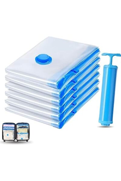 The Bros عبوة من 6 أكياس تخزين مفرغة من الهواء بحجم 100×80 سم مع مضخة يدوية -...