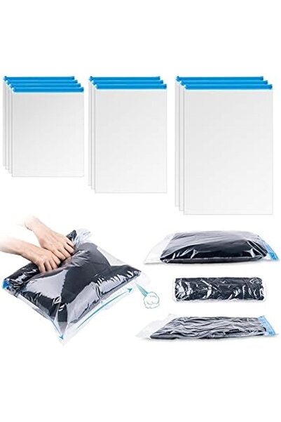 The Bros عبوة من 10 أكياس ضغط يدوية - موفرة للمساحة للسفر والملابس وحقائب السفر، لا تحتاج إلى فراغ