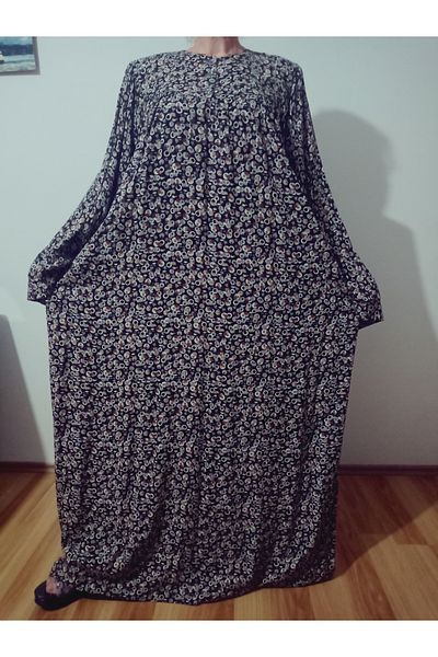 hoaryage Robadan Rochie pentru mama cu mâneci lungi 100% viscoză cu flori de imprimare, rochie de rugăciune, rochie hijab