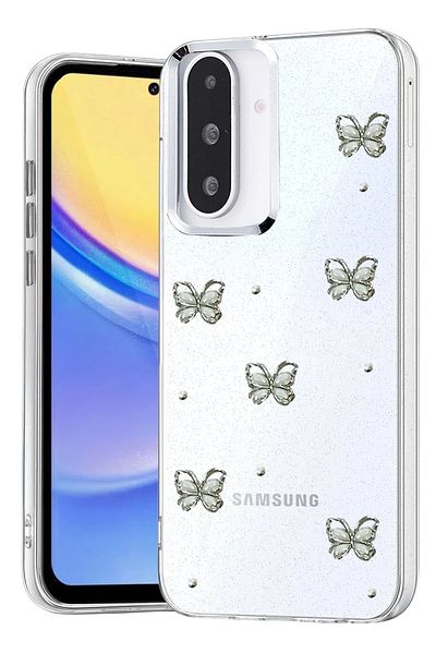 cepmoda Samsung Galaxy "A36" Case "Butterfly" Pattern Luxury Camera Protruding 3D Epoxy Transparent Cover |   No:1