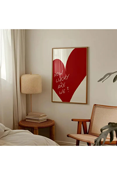 512 STORE Estetik Kalp Ne Kadar Şanslıyız Duvar Dekor Modern Çerçevesiz Poster