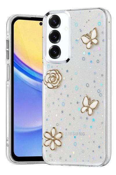 cepmoda Samsung Galaxy "S25 Plus" Case "Flower-Butterfly" Patterned Luxury Camera Protruding 3D Cover |   No:2
