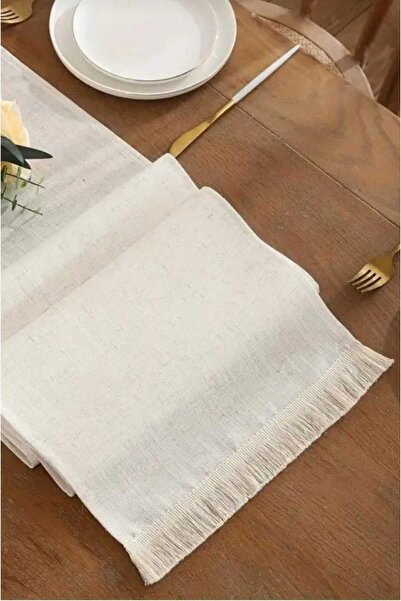 HOME ART ATELIER hand made Keten Bohem Tarz Tasarım Saçaklı Runner