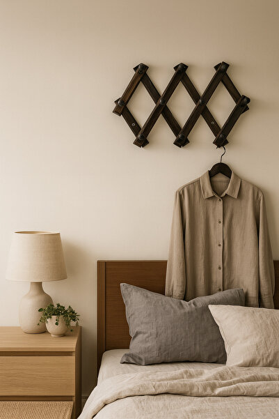 adba Dekoratif Ahşap Akordeon Duvar Askısı-Koyu Kahverengi