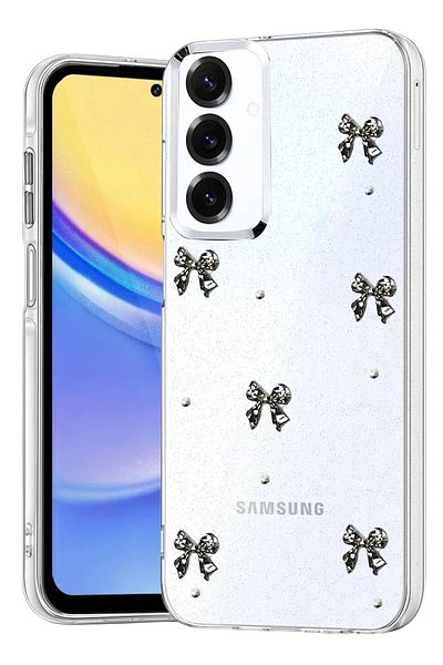 cepmoda Samsung Galaxy "S25" Case "Black Bow" Patterned Luxury Camera Protruding Epoxy Cover |   No:10