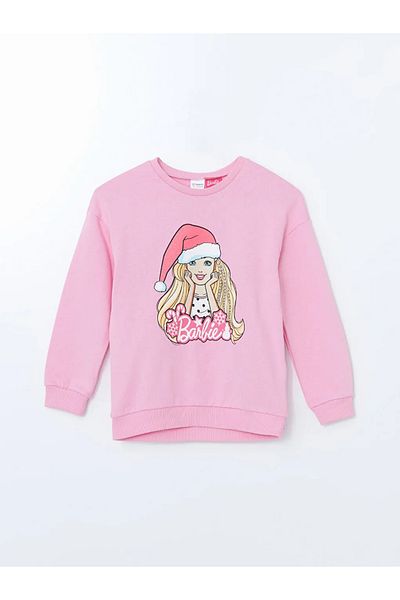LC Waikiki Lcw Kids Pink Crew Neck Barbie Printed Girls' Pajamas Set