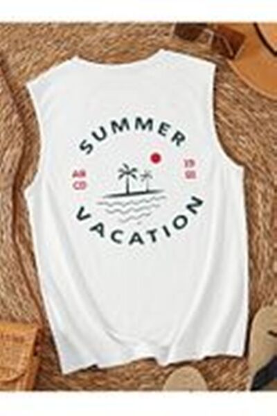 MARKATEM overseize casual κομμένο μπροστινό και πίσω τύπωμα καλοκαιρινό βαμβα...