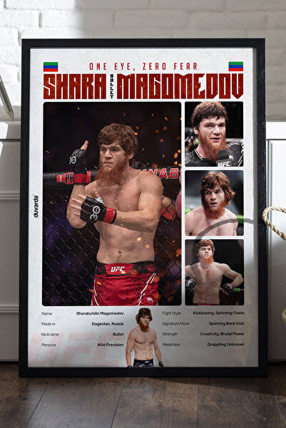 Duvarda Αφίσα Shara Magomedov UFC με μαύρο ξύλινο πλαίσιο, διακοσμητικός πίνα...