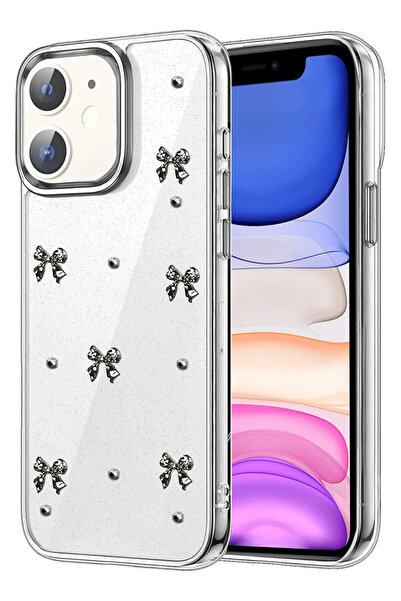 cepmoda حافظة iPhonE “12 PRO” بنمط “فيونكة سوداء” فاخرة مع غطاء شفاف ثلاثي ال...