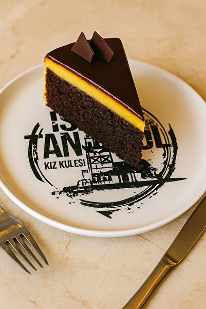 Funny Life Cake Plate Mug Gifted Istanbul Maiden's Tower Patterned 22 cm