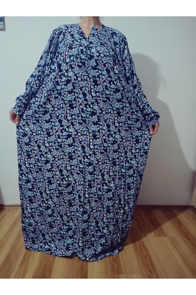 hoaryage Robadan Rochie de mamă cu mânecă lungă, 100% viscoză, cu flori de presiune, rochie de rugăciune