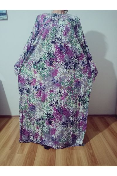 hoaryage Robadan Rochie pentru mama cu mâneci lungi 100% viscoză cu flori de imprimare, rochie de rugăciune, rochie hijab
