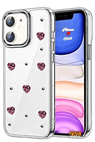 cepmoda حافظة iPhonE “11” بنمط “القلب الأحمر” فاخرة مع غطاء شفاف ثلاثي الأبعا...