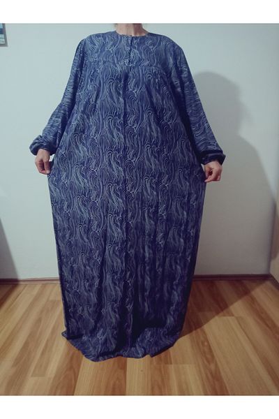 hoaryage Robadan Rochie pentru mama cu mâneci lungi 100% viscoză cu flori de imprimare, rochie de rugăciune, rochie hijab