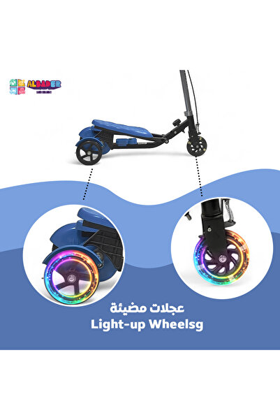 ALBADER Dual Pedals Scooter, PVC Kick Scooter, Step-Powered Scooter with Levels, Non Slip Seats Foot