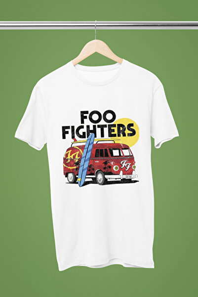 MAGORS تيشيرت FOO FIGHTERS مطبوع من القطن بأكمام قصيرة وقصة عادية