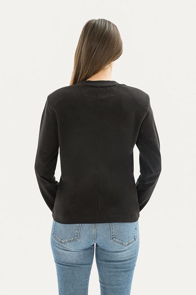 qanpaq Tumecy - Black Women's Embroidered Snap Padded Long Sleeve Basic