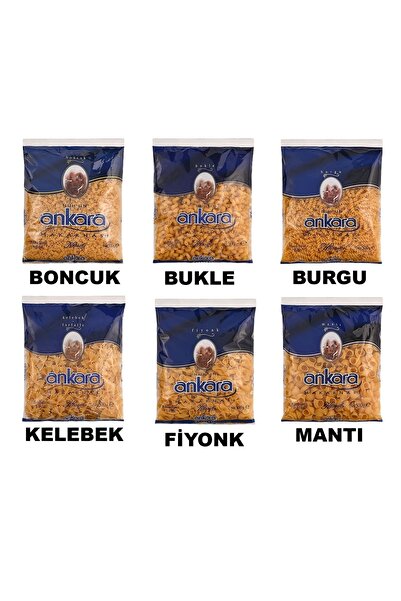 Nuh'un Ankara Makarna Boncuk+ Bukle+Burgu+Kelebek+Fiyonk+Mantı 500 Gr x 1 Adet Karışık Set