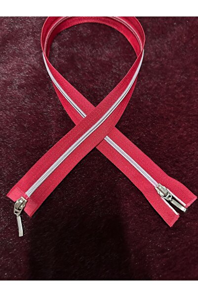 e tuhafiye 1 Adet Çift Taraflı Kırmızı İnce Dişli Çanta-Mont-Kıyafet Fermuarı...