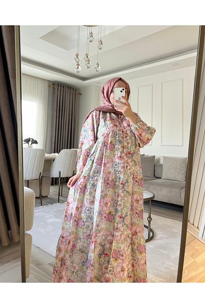 Nuesscollection Floral Patterned Modal Fabric Dress