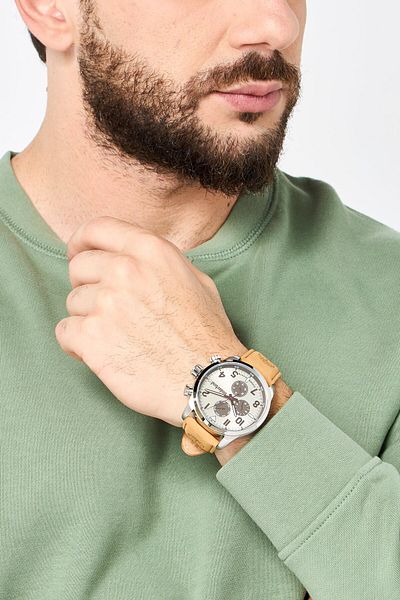 Timberland ساعة رجالية TDWGF0009503 جلدية تناظرية 46 مم، بنية