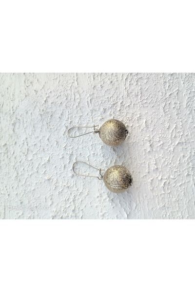 QozalaQ Ay özel tasarim Gri gümüş top küpe sallantılı Ay model