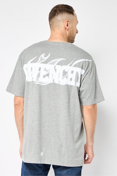 Givenchy Men Crew Neck Short Sleeves Brand Logo T-Shirt, Light Grey