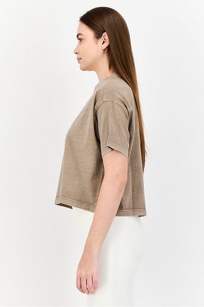 Reebok Women Sportswear Fit Short Sleeves Training T-Shirt, Tan