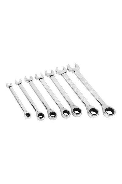 Generic Double-Ended Ratchet Wrench Set for Increased Torque - 7 Pieces Silver