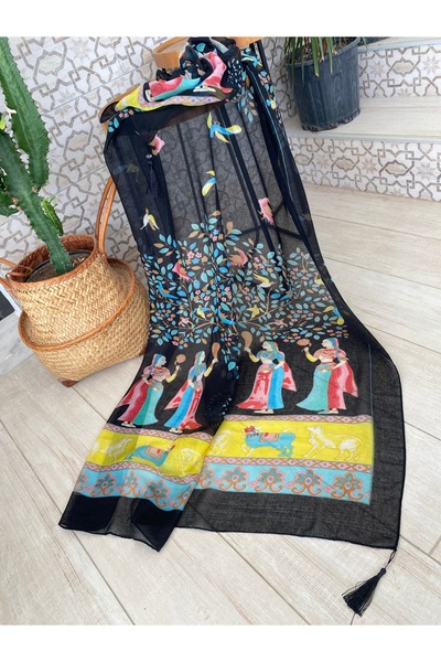 Bohemian Ethnic Patterned Organic Cotton 100 X 180 cm Shawl Pareo 1758099