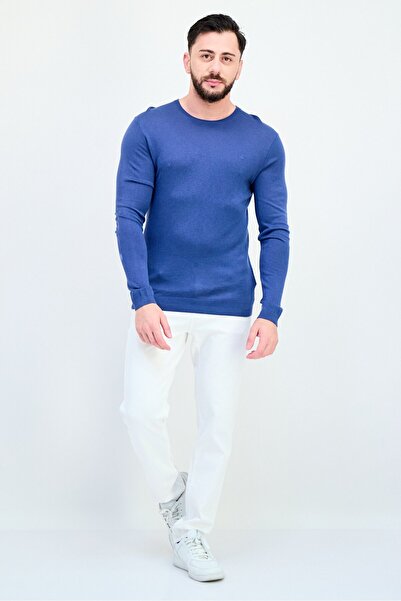 Timberland Men Crew Neck Embroidered Logo Sweatshirt, Navy Blue