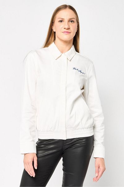 Karl Lagerfeld Women Plain Jacket Shirt, White